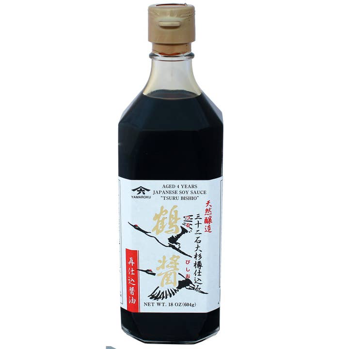 Soy Sauce aged 4 yrs (Tsuru Bishio) - 18oz (532ml) for wholesale by M5 Corporation