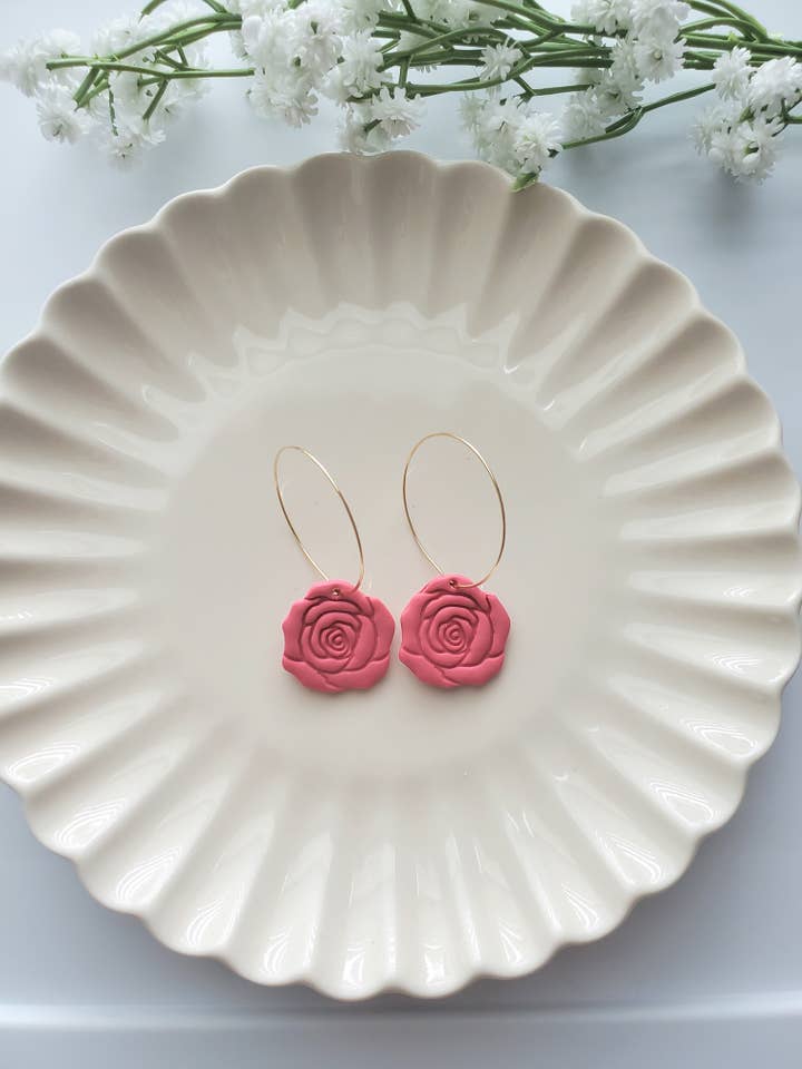 Rose Hoop Earrings for wholesale by EmJay Designs
