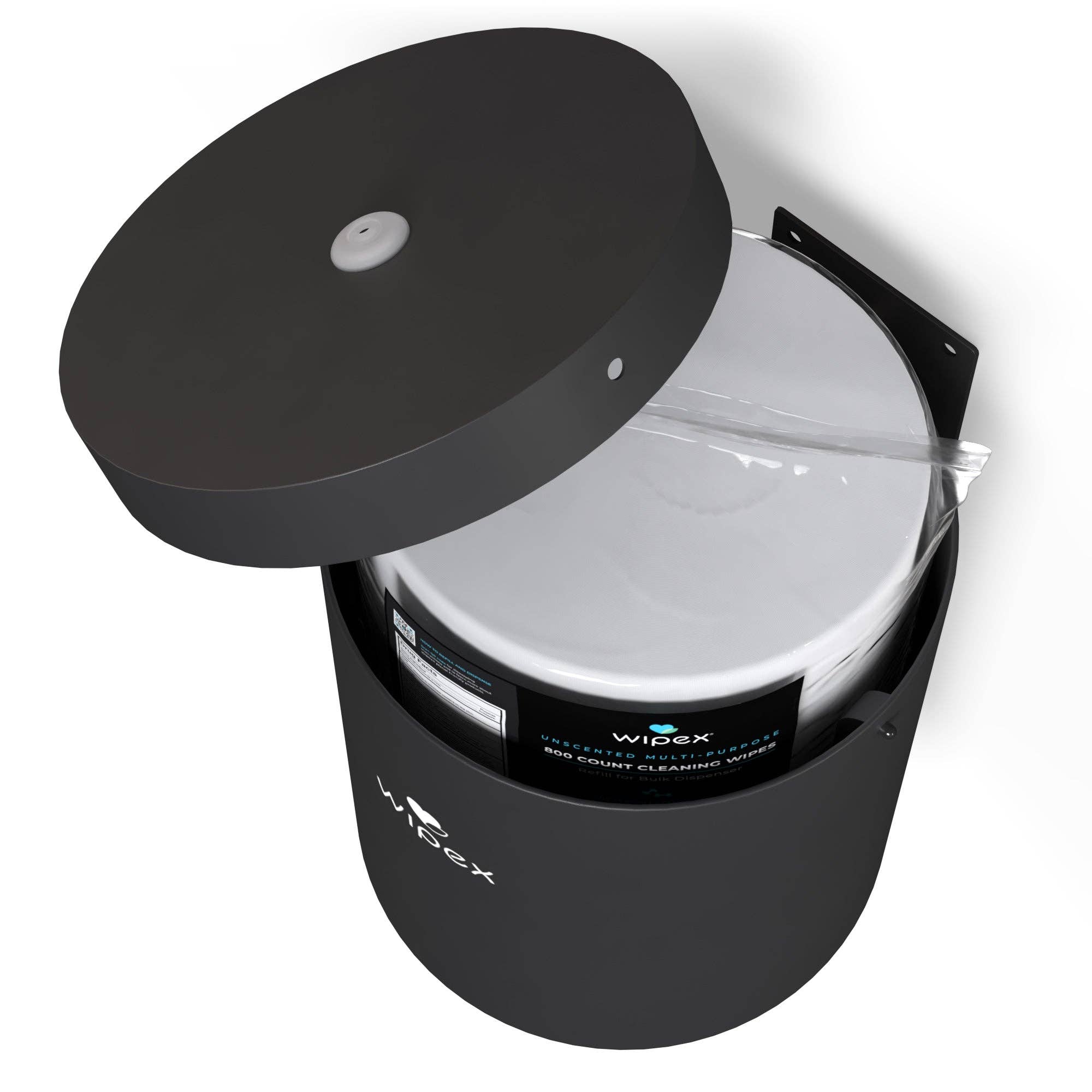 Noir Mat (Métal Brossé) Distributeur mural de lingettes en acier inoxydable Wipex® pour rouleaux de recharge au design moderne en vente sur Faire9