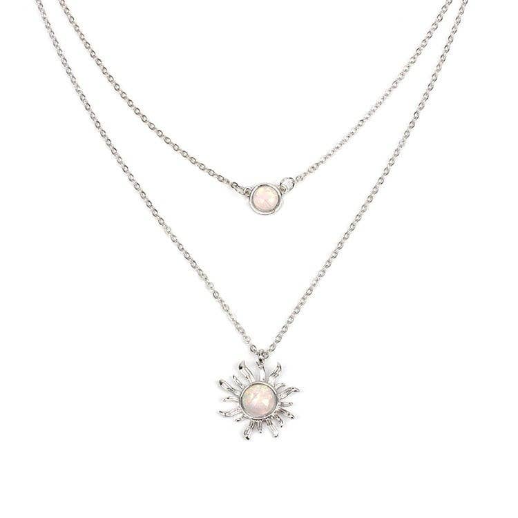 Perimade & Co. LLC - Wholesale Pendant/Charm Necklace - Dainty Sun Moon Opal Charm Layering Necklace in Solid Copper4