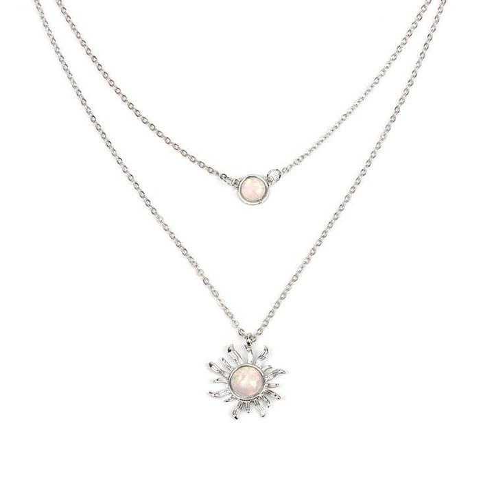 Perimade & Co. LLC - Wholesale Pendant/Charm Necklace - Dainty Sun Moon Opal Charm Layering Necklace in Solid Copper4