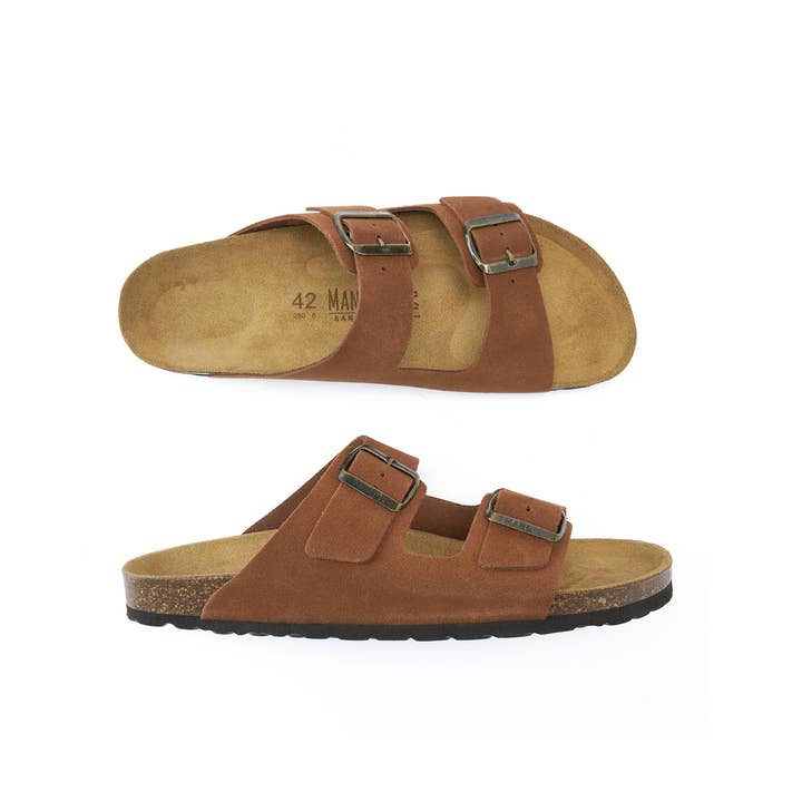 Ciabatta duas faixas castanhas - Art.MD6161 por atacado de Mandél