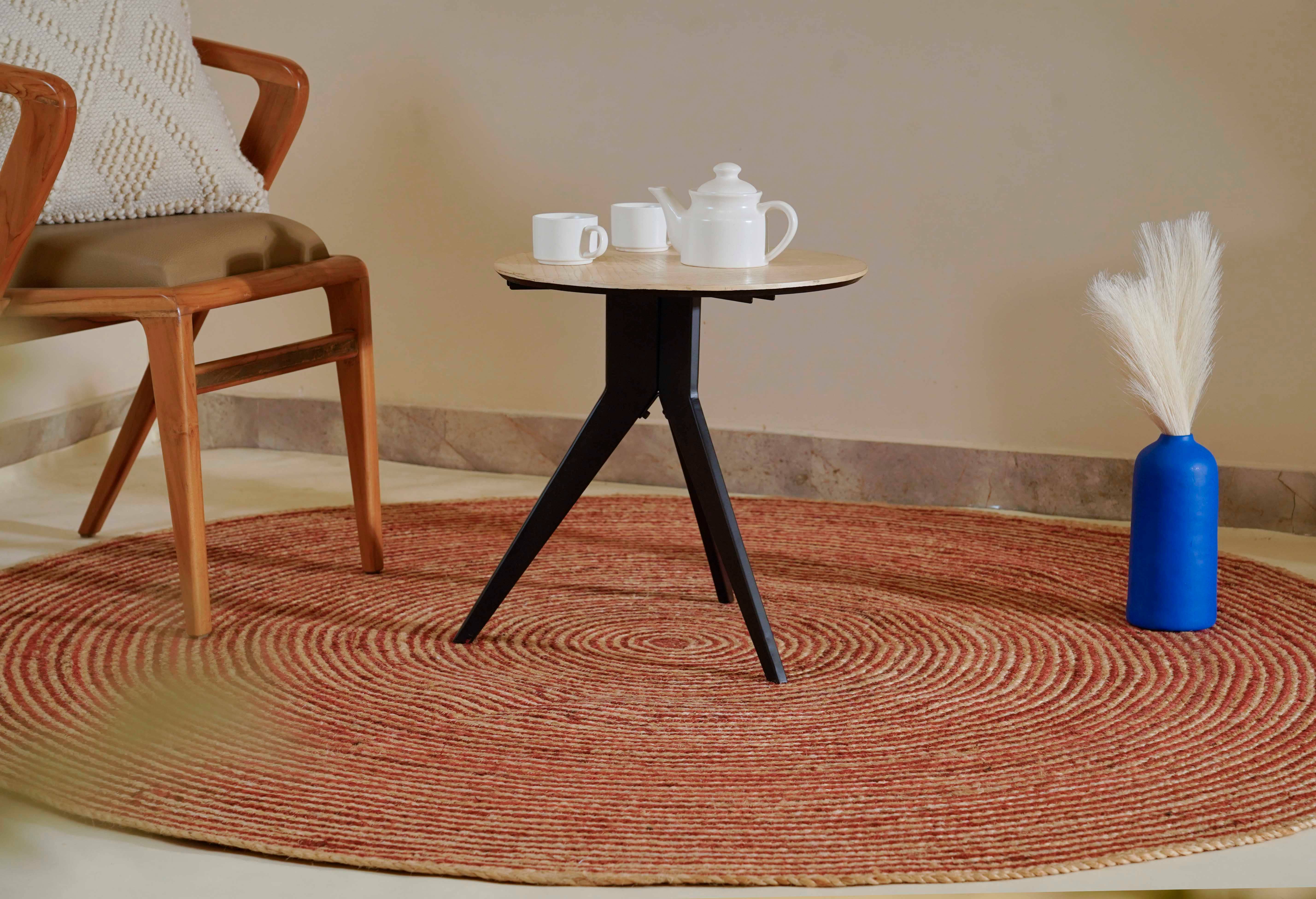 Chouhan Rugs - Wholesale Area Rug - Beige With Red Mix Round Jute Rug Boho Decor Rug Living Room4