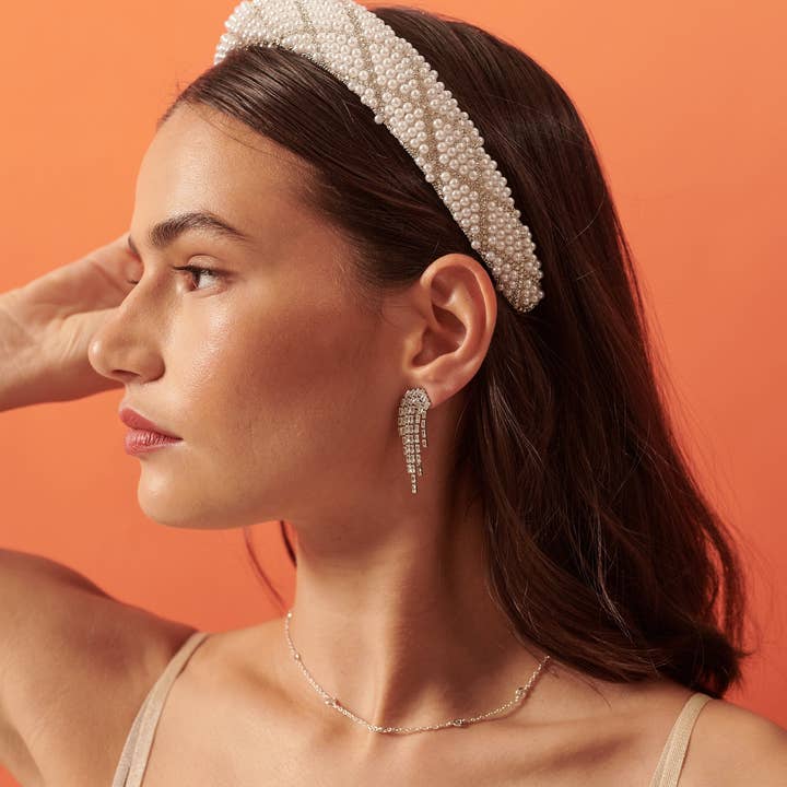 Angels Whisper Accessories - Wholesale Fashion headband – women's - Diamond Pearl Beads Statement Headband