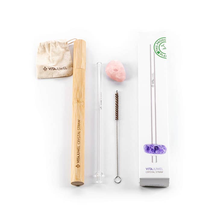 VitaJuwel - Venta al por mayor Pajitas para beber - Pajita para beber Crystal Straw | ROSE QUARTZ
