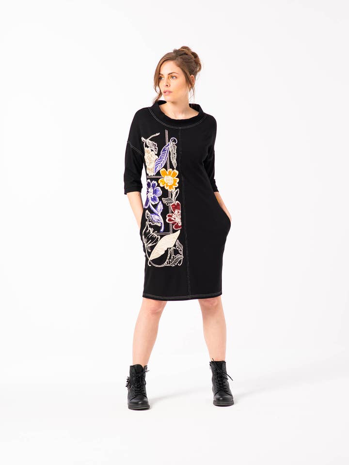 Vestido reto preto Alla Prima por atacado de Mamatayoe