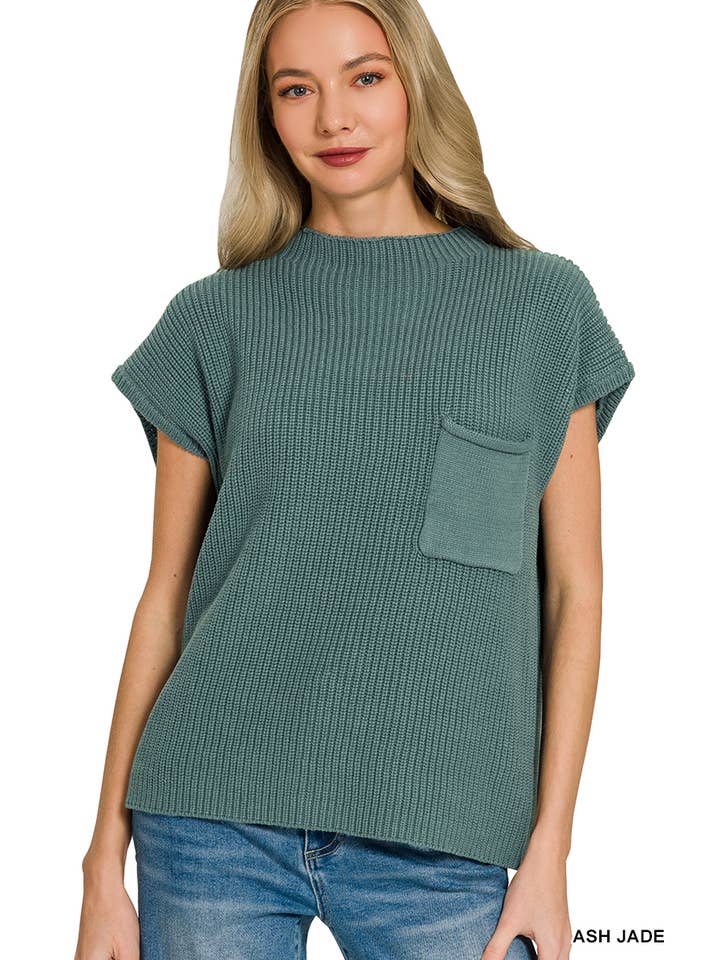 42POPS - Wholesale Knit Sweater - Women's - Mock Neck Short Sleeve Sweater14