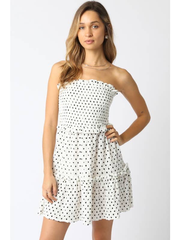 White Black Mackenzie Polka Dot Dress for wholesale on Faire