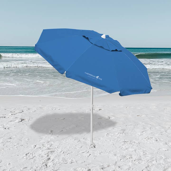 Chaby International - Wholesale Beach Umbrella - Caribbean Joe 6.5 Ft Arc Beach Umbrella with UV - Blue