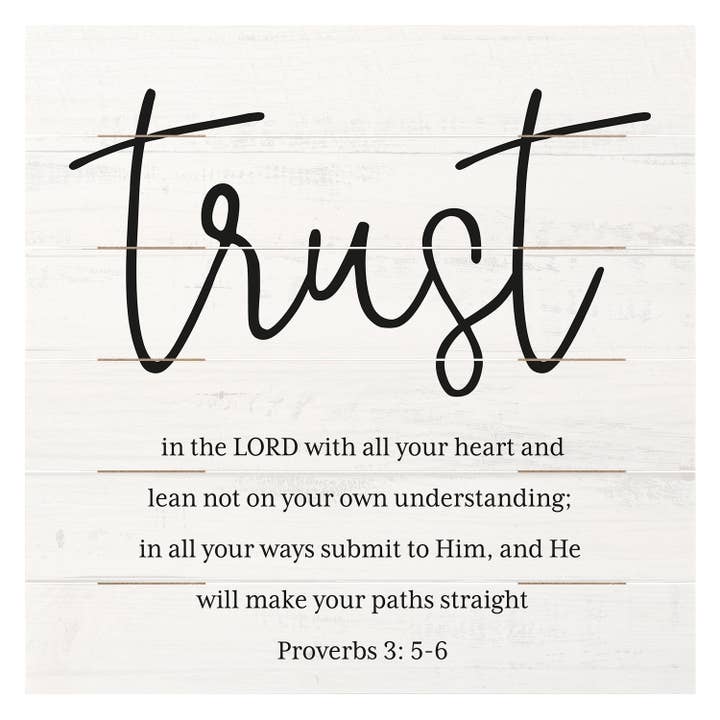 "Trust In The Lord" Pallet Wood Sign 12 x 12 for wholesale by Conimar Promotions