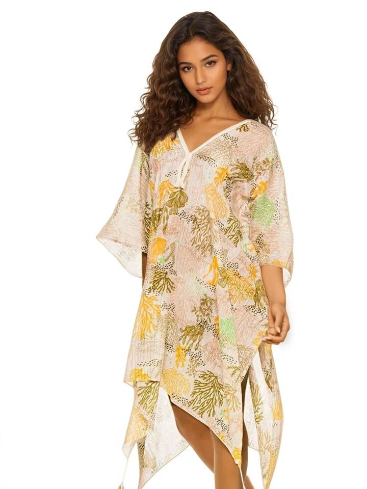 Mermaid's Cove Print | Braided Kaftan Sundress Coverup for wholesale by Pool to Party