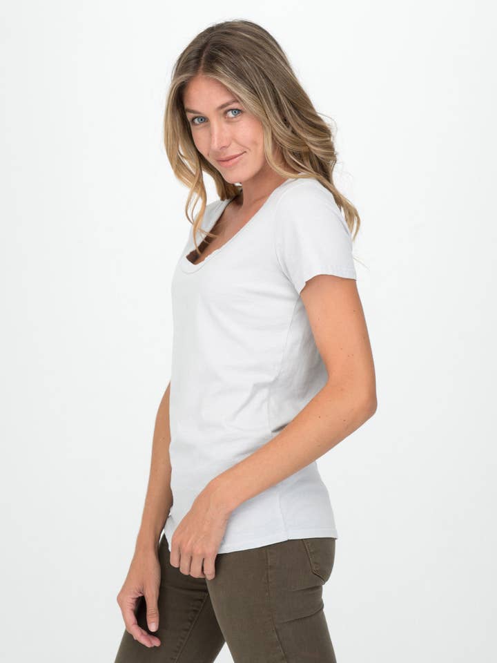 Ice Gray Sophia Scoop Neck Tee for wholesale by Graceful District