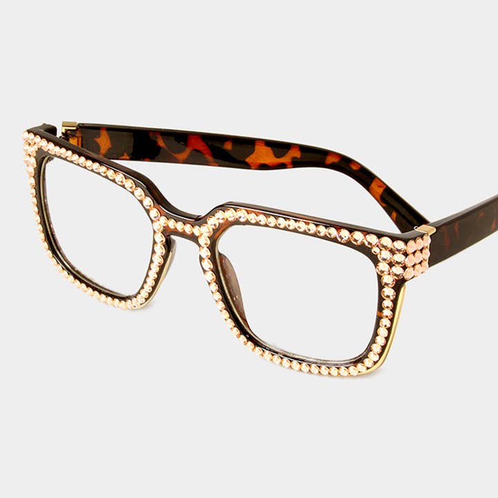 Sensibling Corp. - Wholesale Sunglasses - Women's - Crystal Embellished Clear Lens Wayfarer Sunglasses25