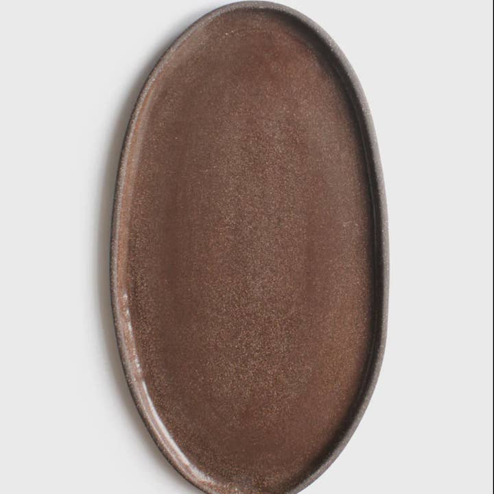 Creating Comfort Lab - Wholesale Platter - Handmade Stoneware Oval Serving Platter "Pumpernickel"2