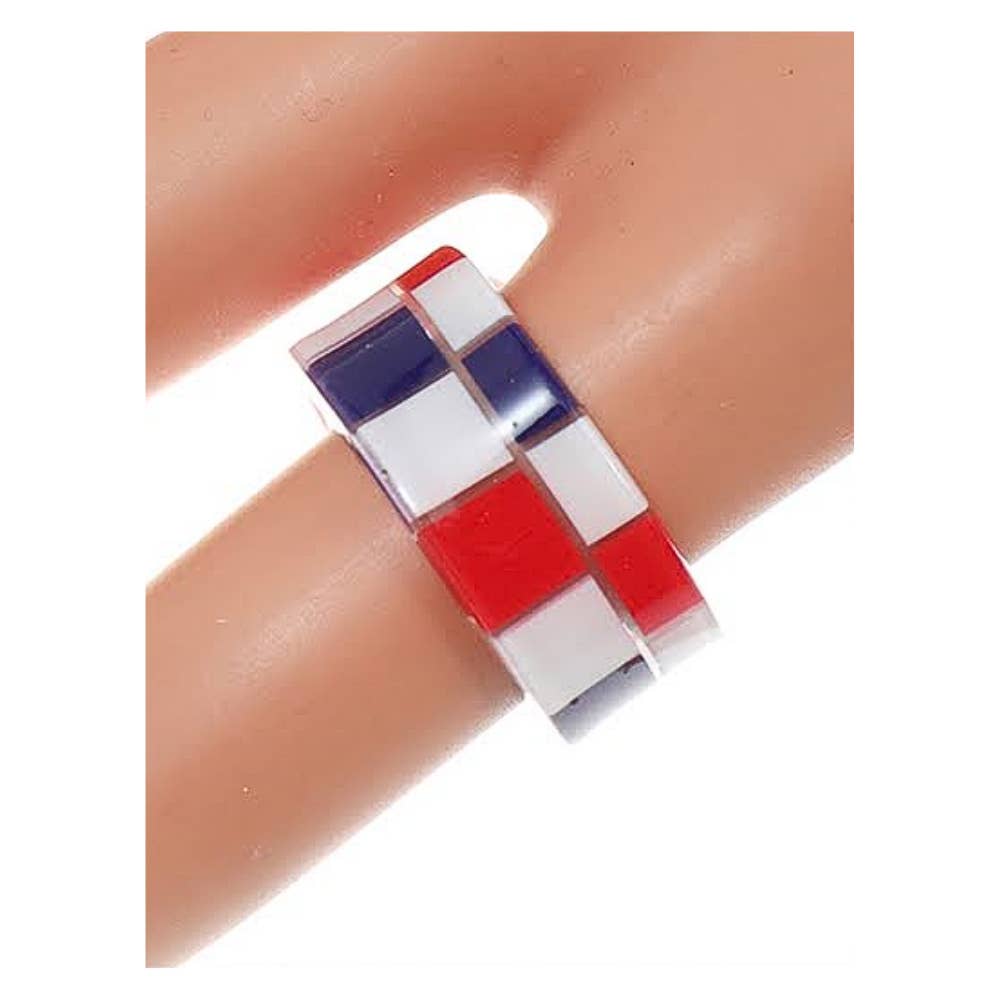 Atlas Fashion - Wholesale Band/Stacked Ring - Abstract Checkerboard Ring