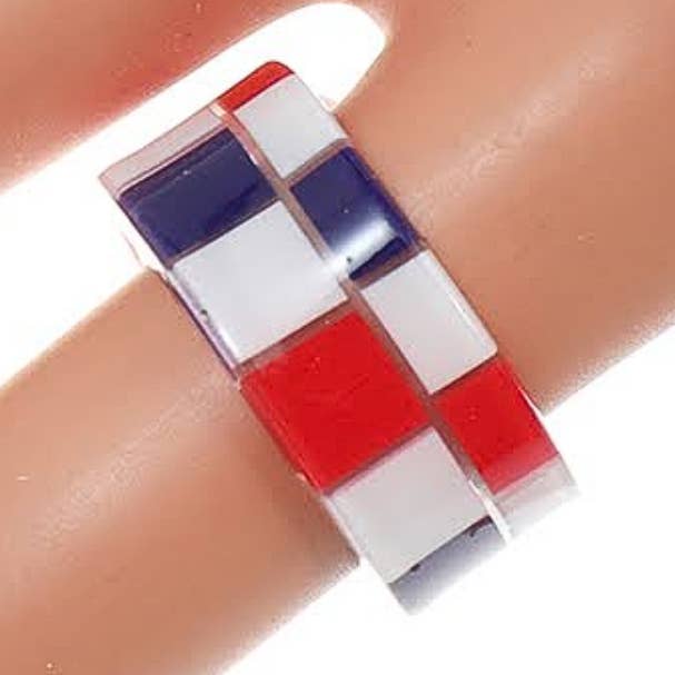Atlas Fashion - Wholesale Band/Stacked Ring - Abstract Checkerboard Ring0