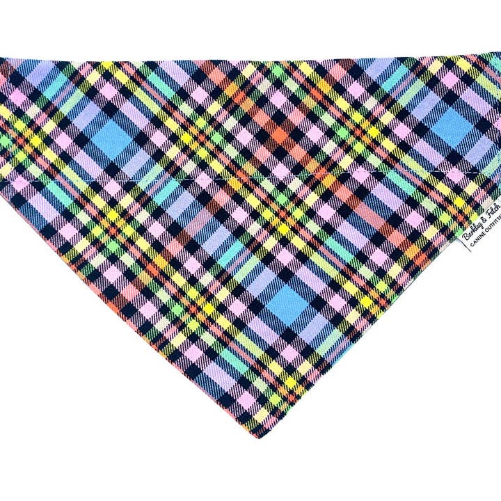 Barkley and Fetch – wholesale Pet bandana – Dog – Pastel Rainbow Check Dog Bandana2