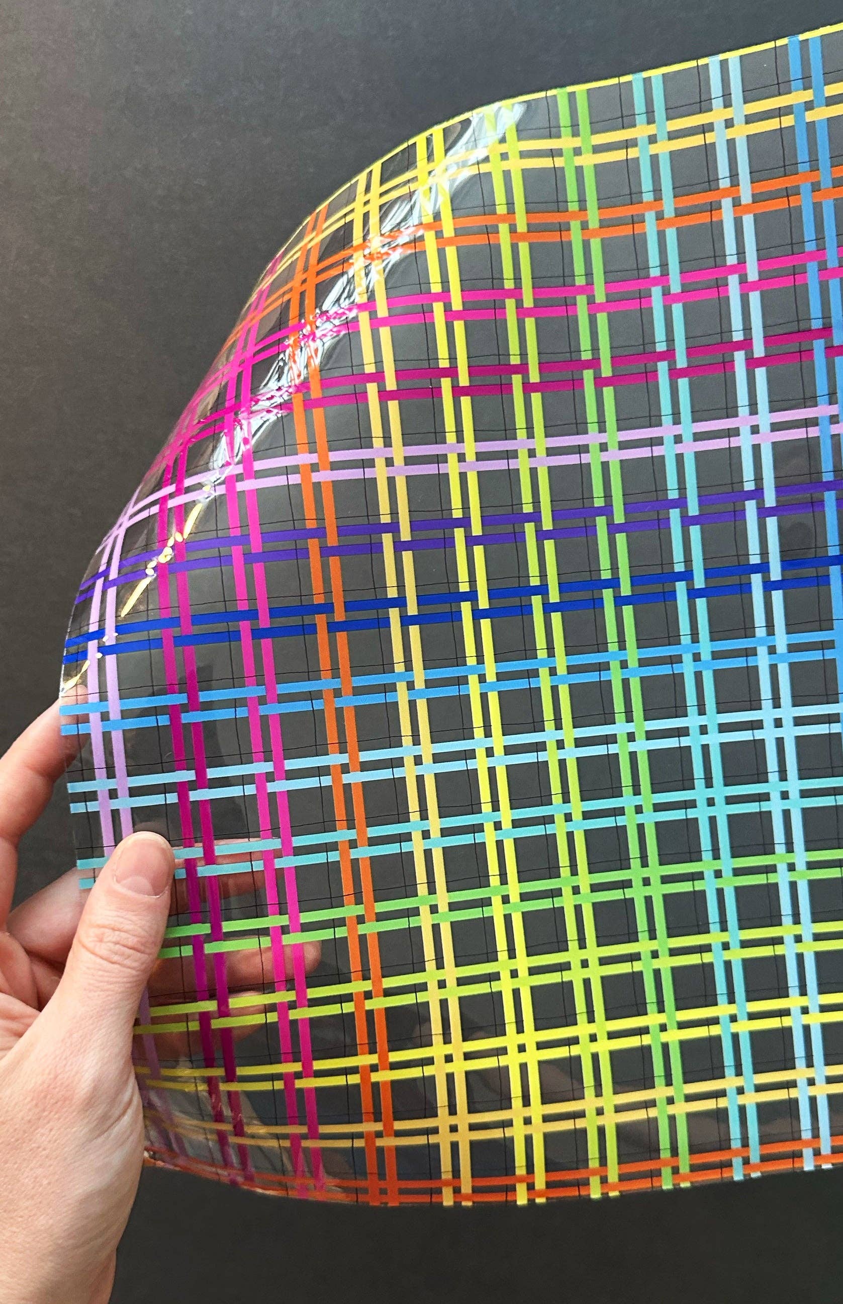 Sassafras Lane Designs - Wholesale Craft Supplies - Rainbow Plaid Clear TPU Vinyl