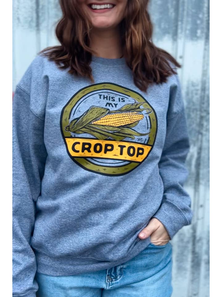 This Is My Crop Top Crewneck in Gray for wholesale on Faire1