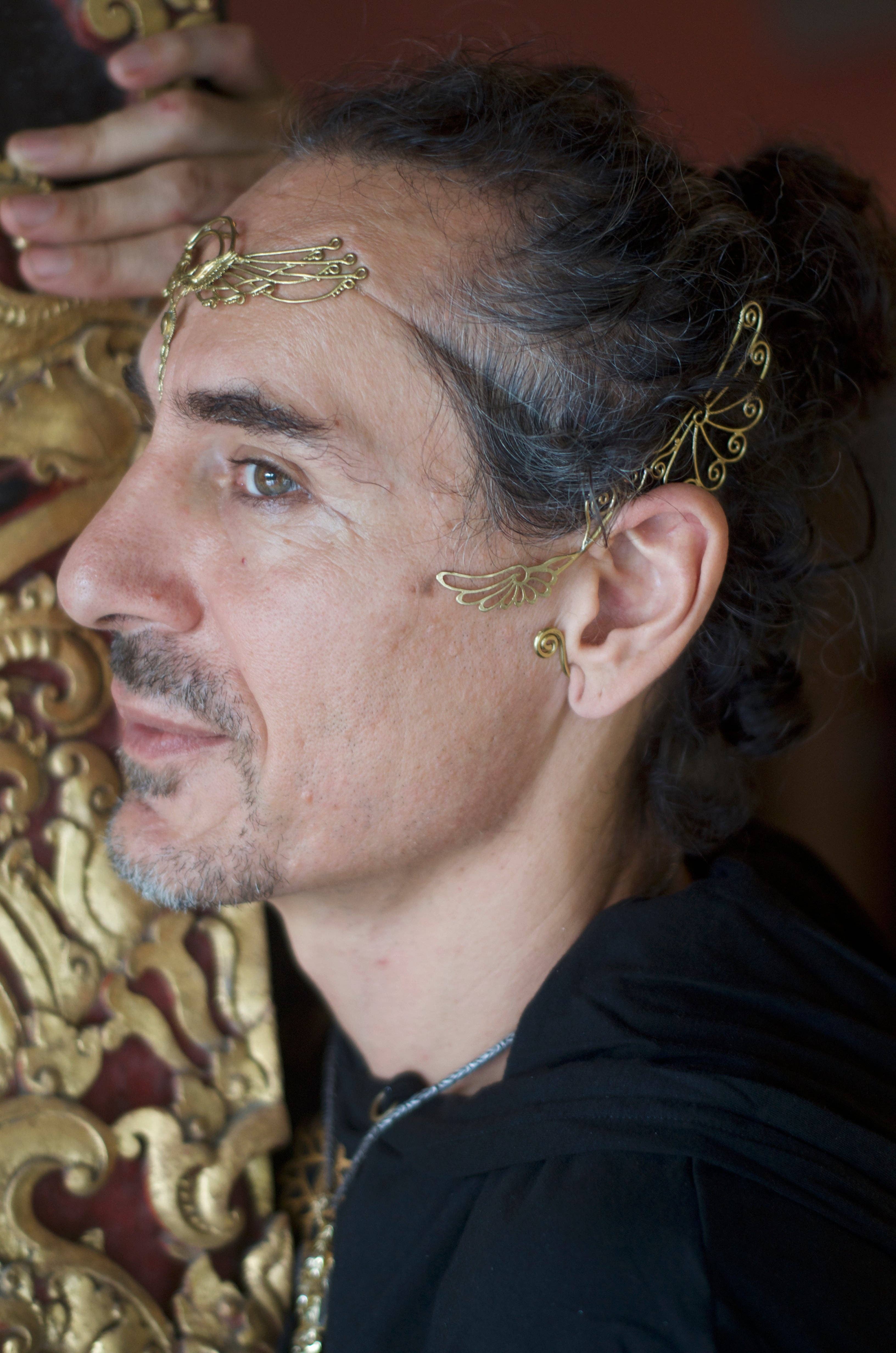 Liquid Fire Mantra - Wholesale Dangle Earrings - Spiral Wing Ear Cuffs - Brass6