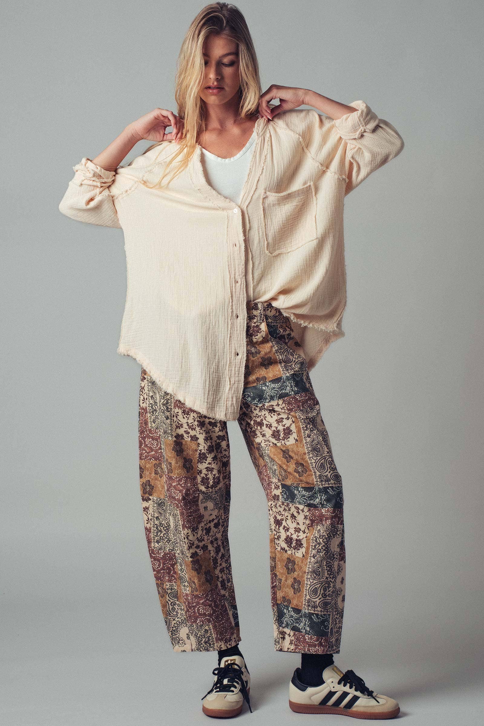 Fashion Week - Wholesale Button Down Shirt - Women's - The Willow Gauze Relaxed Shirt13