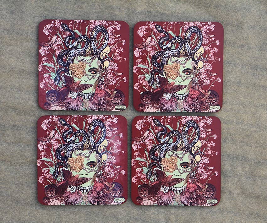 Msdre – wholesale Coasters – Medusa Greek Snake Goddess Coaster By Artist2