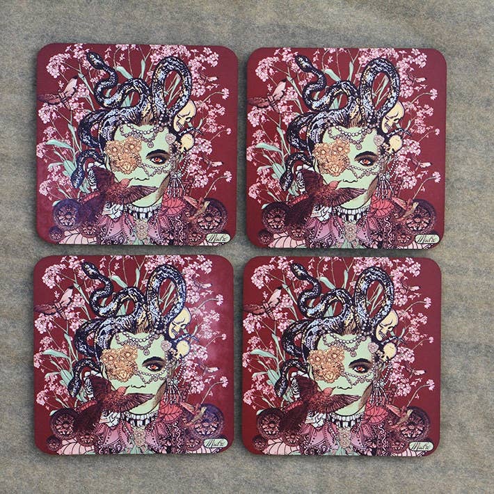 Msdre – wholesale Coasters – Medusa Greek Snake Goddess Coaster By Artist2
