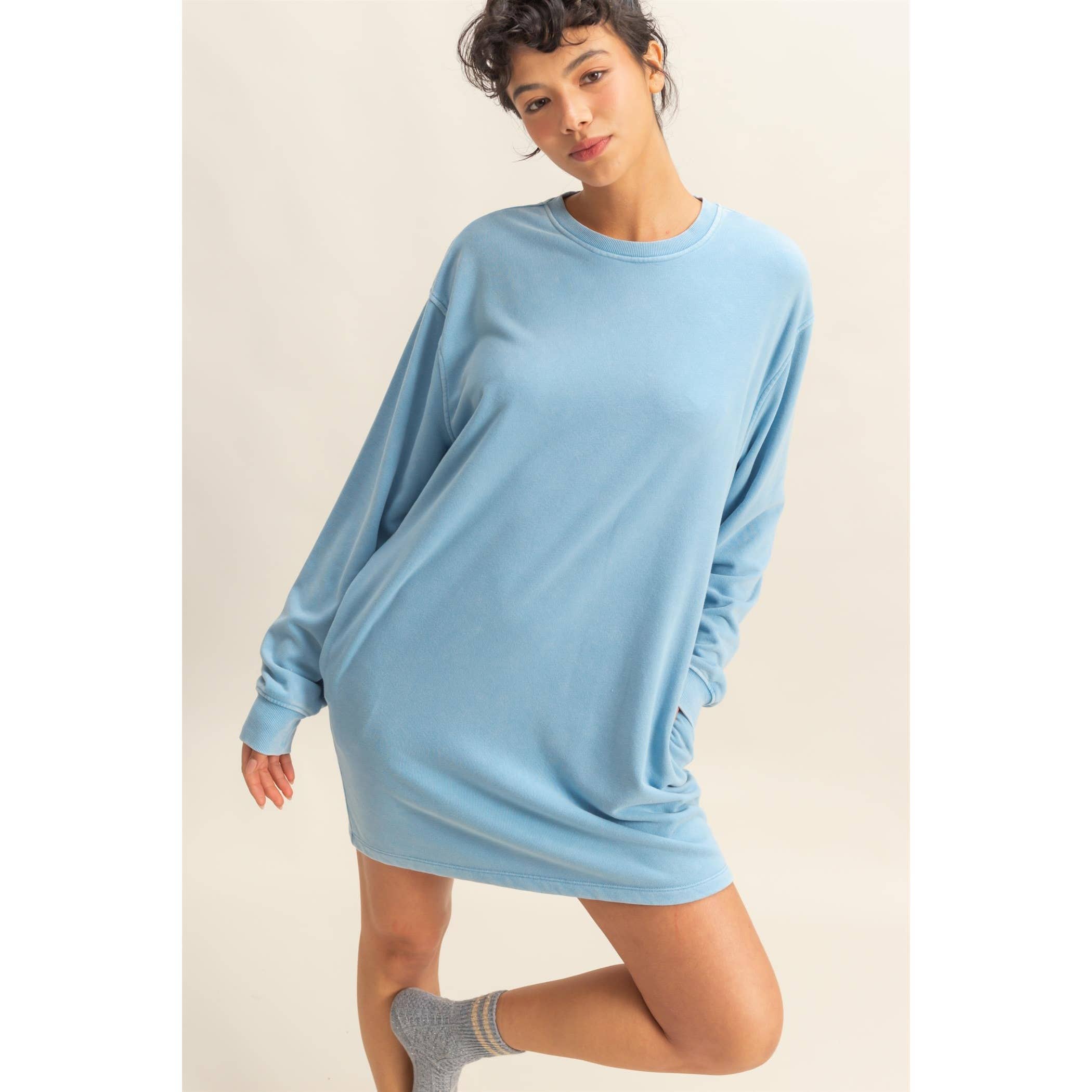 Double Zero - Wholesale Dress - Women's - Long Sleeve Oversized Mini Dress20