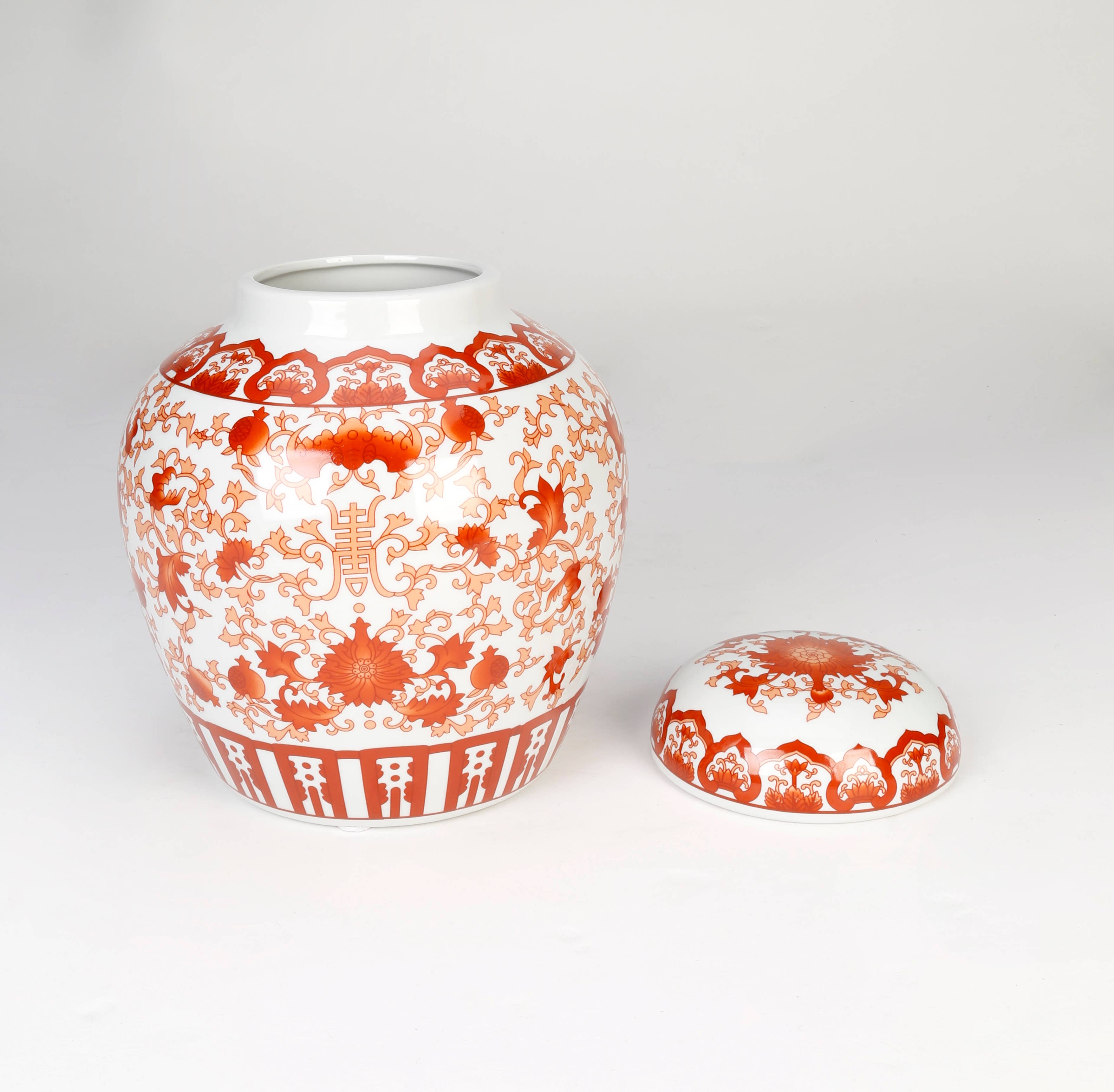AA Importing - Wholesale Decorative Jar - 10" Jar with Lid, Red and White Floral1