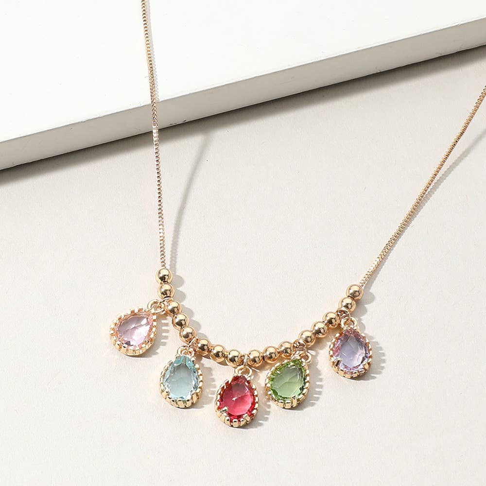 Sensibling Corp. – wholesale Pendant/charm necklace – Teardrop Stone Cluster Charm Beaded Necklace
6