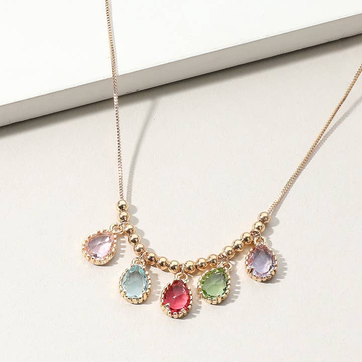 Sensibling Corp. – wholesale Pendant/charm necklace – Teardrop Stone Cluster Charm Beaded Necklace
6