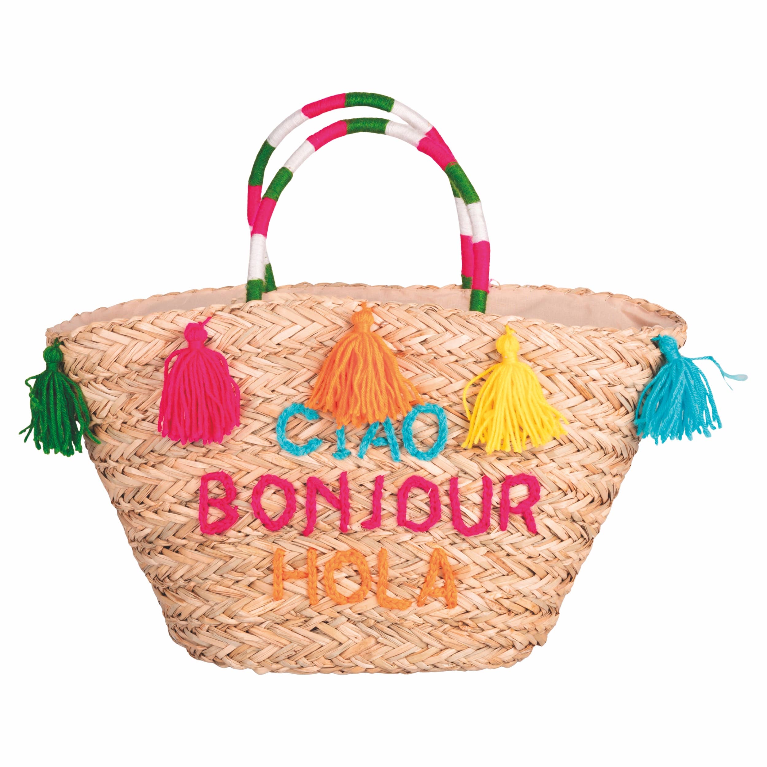 VdE Tivoli 1996 - Vendita all'ingrosso Borsa da spiaggia - Borsa Ciao Hola Bonjour Con Nappine 51x17x29CM0
