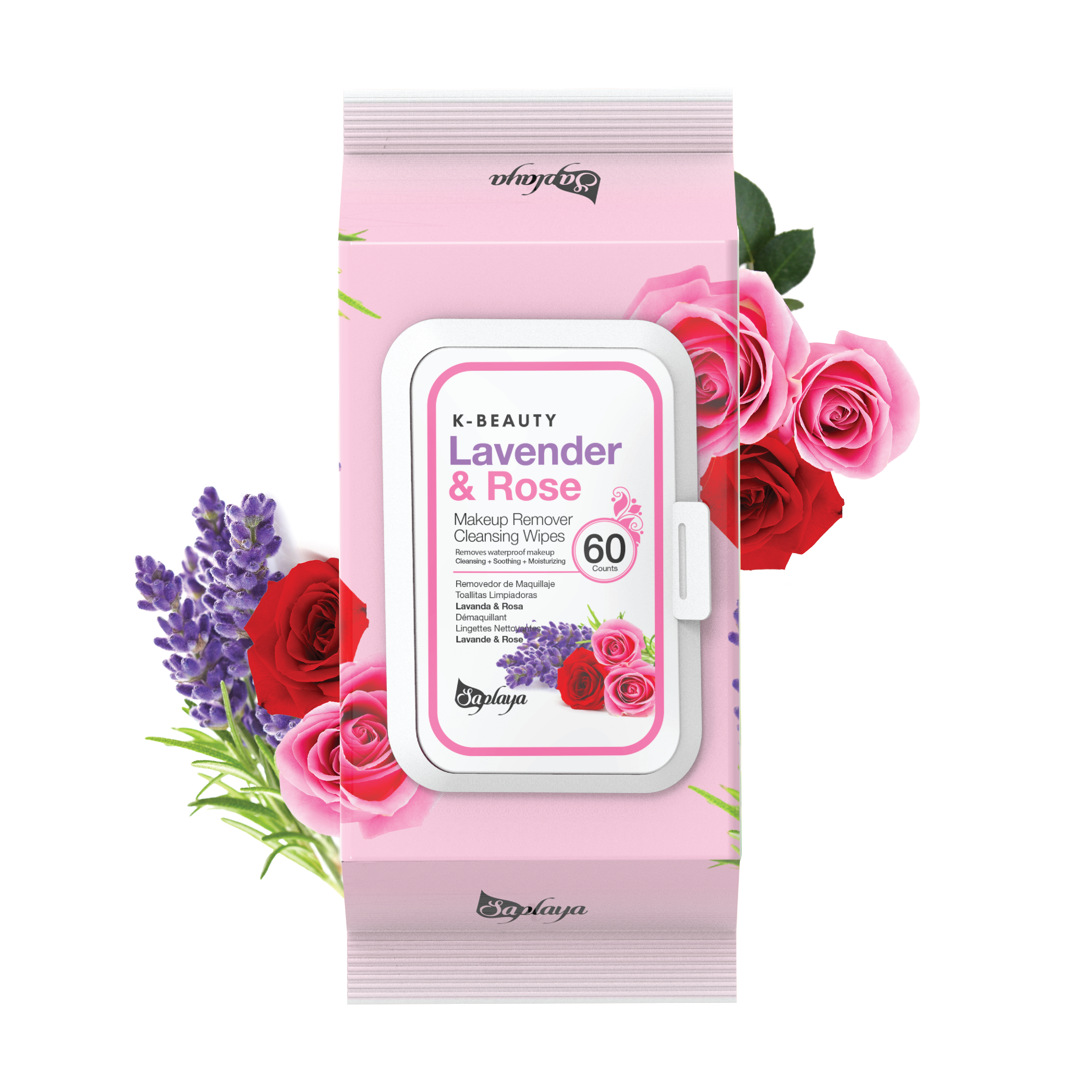 SM Beauty LLC - Wholesale Makeup Remover - Makeup Remover Cleansing Wipe Lavender & Rose - 60 Sheet0