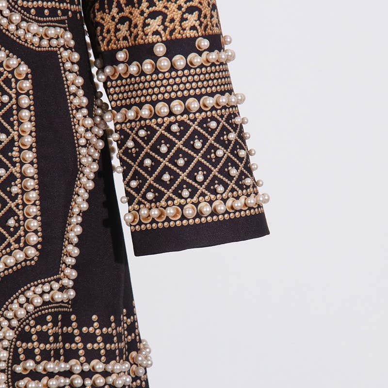 Color as pictures CT95 Beaded V-Neck Long-Sleeve Trench Coat for Women for wholesale on Faire8