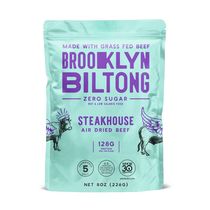 8oz Steakhouse Grass-Fed Zero Sugar Biltong Tender Jerky for wholesale by Brooklyn Biltong