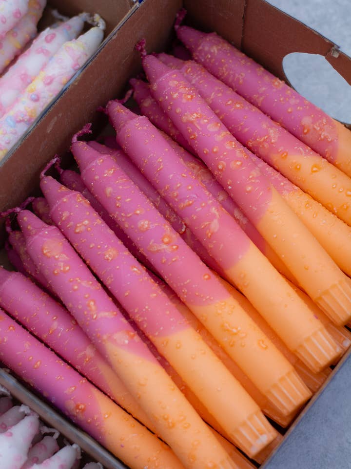 Taper candles- fuschia/orange, orange drops for wholesale by Nordtrice