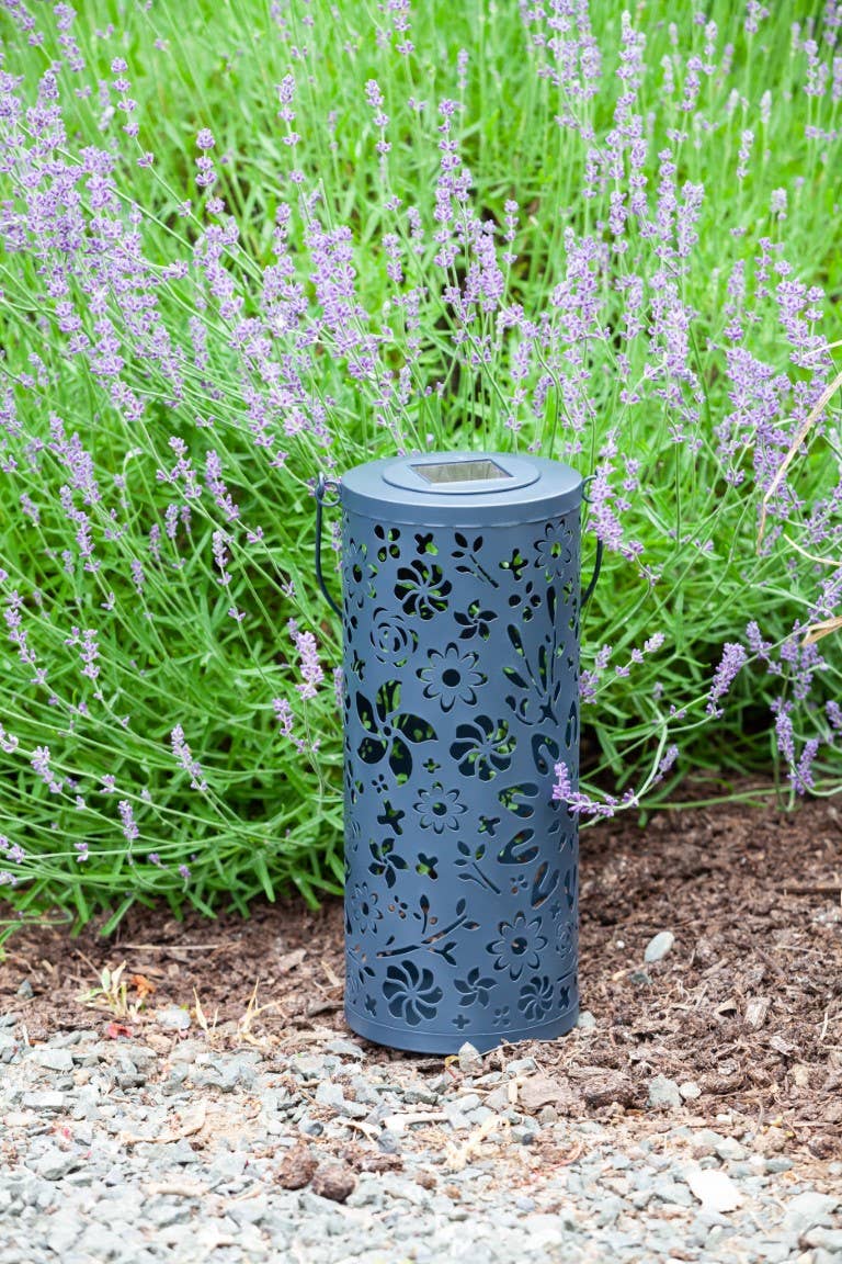 Allsop Home & Garden - Wholesale Outdoor/Lawn Light - Metal Bloom 12" Outdoor Solar Lantern - Midnight Blue2