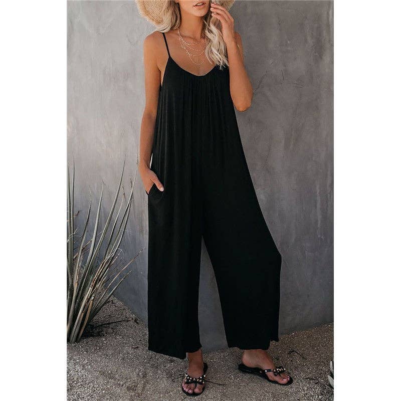 FurDecoration - Wholesale Jumpsuit - Women's - Wide-Leg Spaghetti Strap Loose-Fit Jumpsuit17