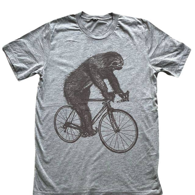 Dark Cycle Clothing - Wholesale Screen Printed T-Shirt - Men's - Sloth on A Bicycle Men's/Unisex Shirt2
