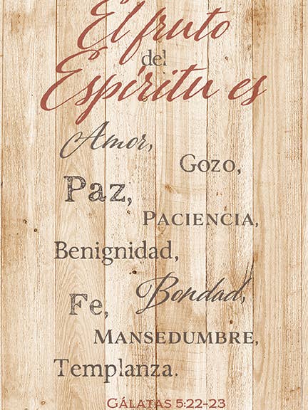 Placa de madera El Fruto Del Espiritu Es - New Horizons-6X9 para venta al por mayor de Dexsa