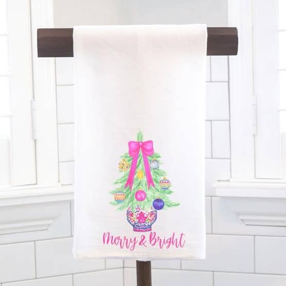 Fröhlicher & Heller Chinoiserie-Baum Mehlbeutel-Geschirrtuch für den Großhandel von Moman Sales, Inc.