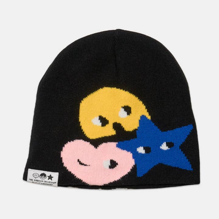 SIDEKICK: Black Knit Beanie for wholesale by Karepango