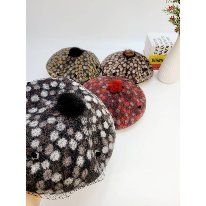 Comfortarians - Wholesale Beret - Women's - Women's Fall Winter Wool Beret with Lace8