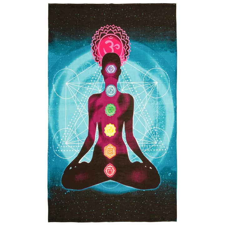 Namaste - Wholesale Tapestry/Textile - 7 Chakras Throw / Wall Hanging / Bedcover / Tapestry