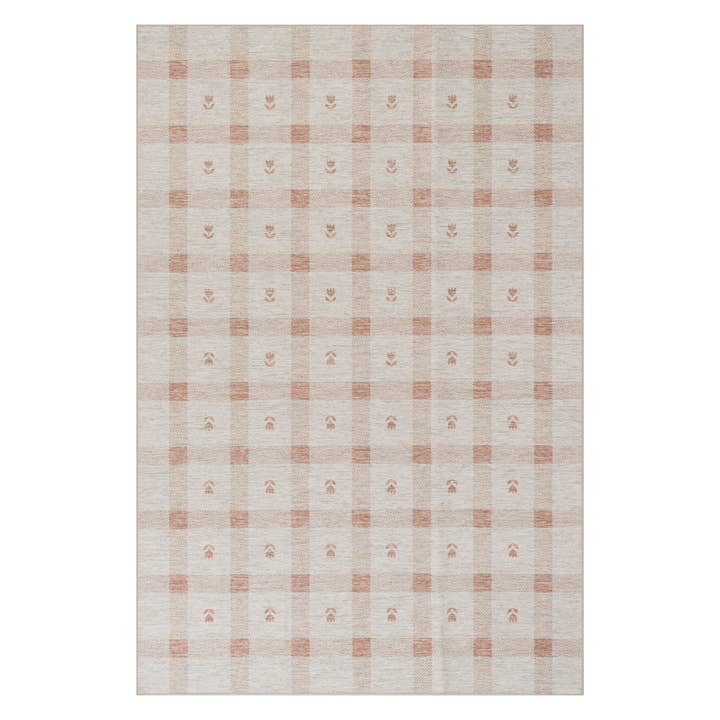 Elenica Modern Plaid Machine Washable Rug | Peach for wholesale by Annie Selke