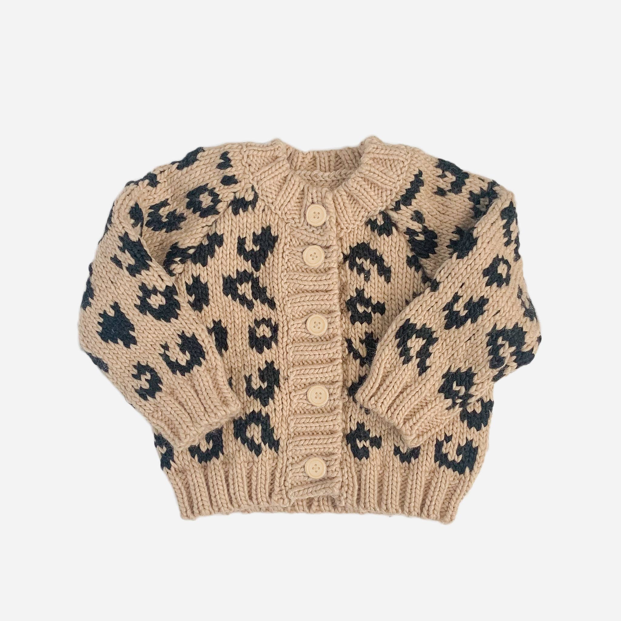 Latte Black Cheetah Cardigan Latte/Black Baby Kids Sweater Clothing for wholesale on Faire