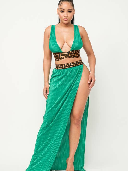 Ensemble de jupe-jupe à bande élastique avec haut court pour la vente par Belita Collection