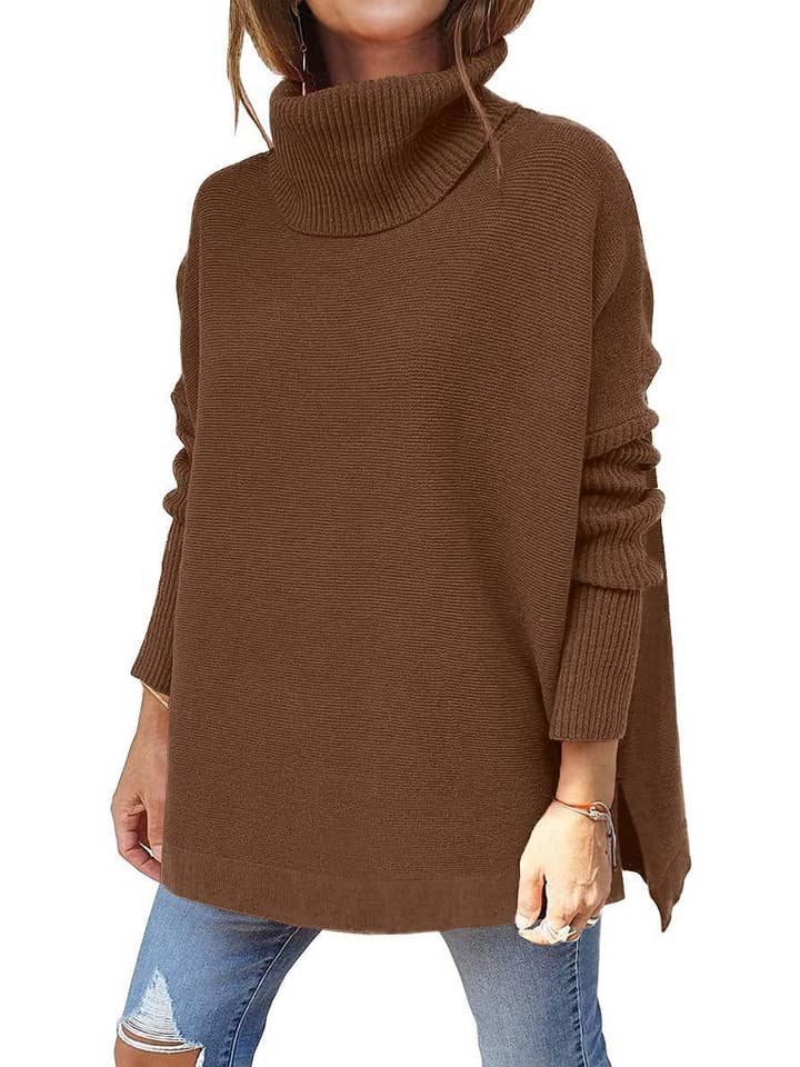 Sweetkama - Wholesale Tunic - Women's - Sweetkama Ladies Solid Long Sleeves Mock Neck Loose Top4