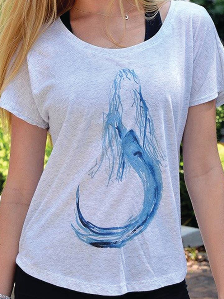 FLOWY MERMAID Triblend Dolman T-shirt for wholesale by Blue Mermaid Art