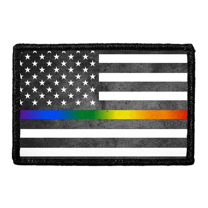 American Flag - Black and White - Rainbow - DISTRESS - Patch for wholesale by Pull Patch